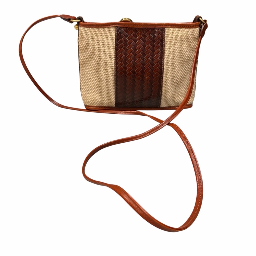 Vintage Brahmin Basketweave Crossbody Purse Bag
